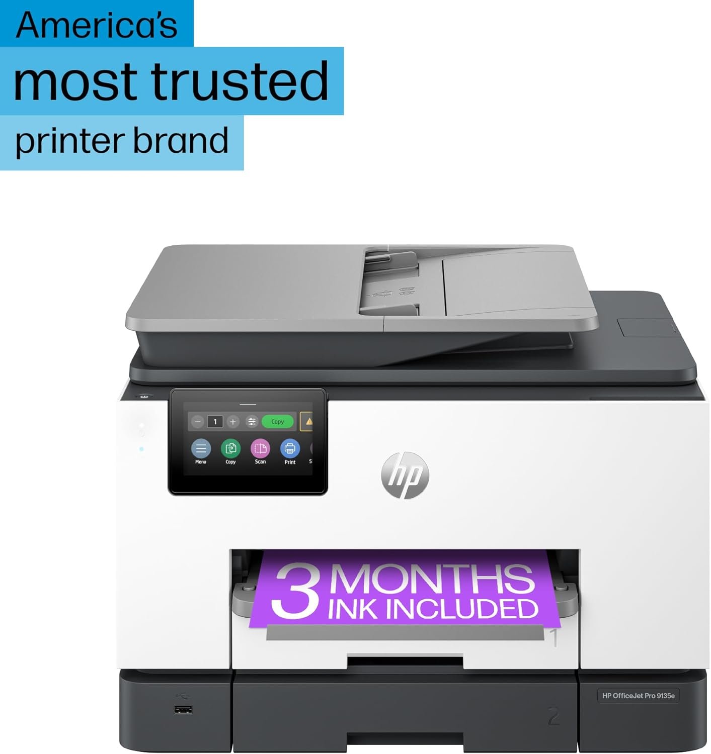 HP OfficeJet Pro 9135e All-in-One Printer, Color, Printer-for-Small Medium Business, Print, Copy, scan, fax, Wireless Instant Ink Eligible (3 months included); Two-Sided Printing; Two-Sided scanning;