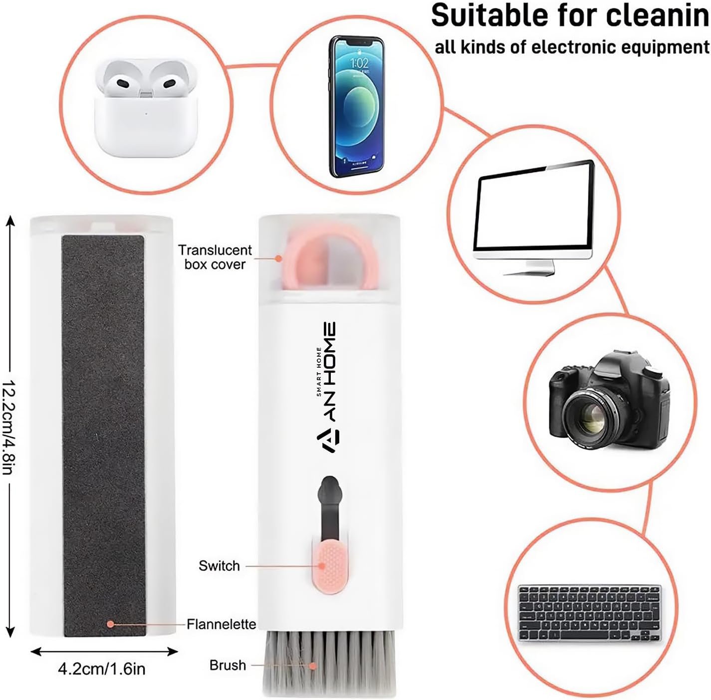 Keyboard Computer Cleaning Kit Brush with Keycaps for Keyboard Cleaner Laptop PC, 5 in 1 Cleaners Multi-Function Electronics Clean Tool Multibrush Techbrush Soft Brush for Apple Airpod AirPods Earbud