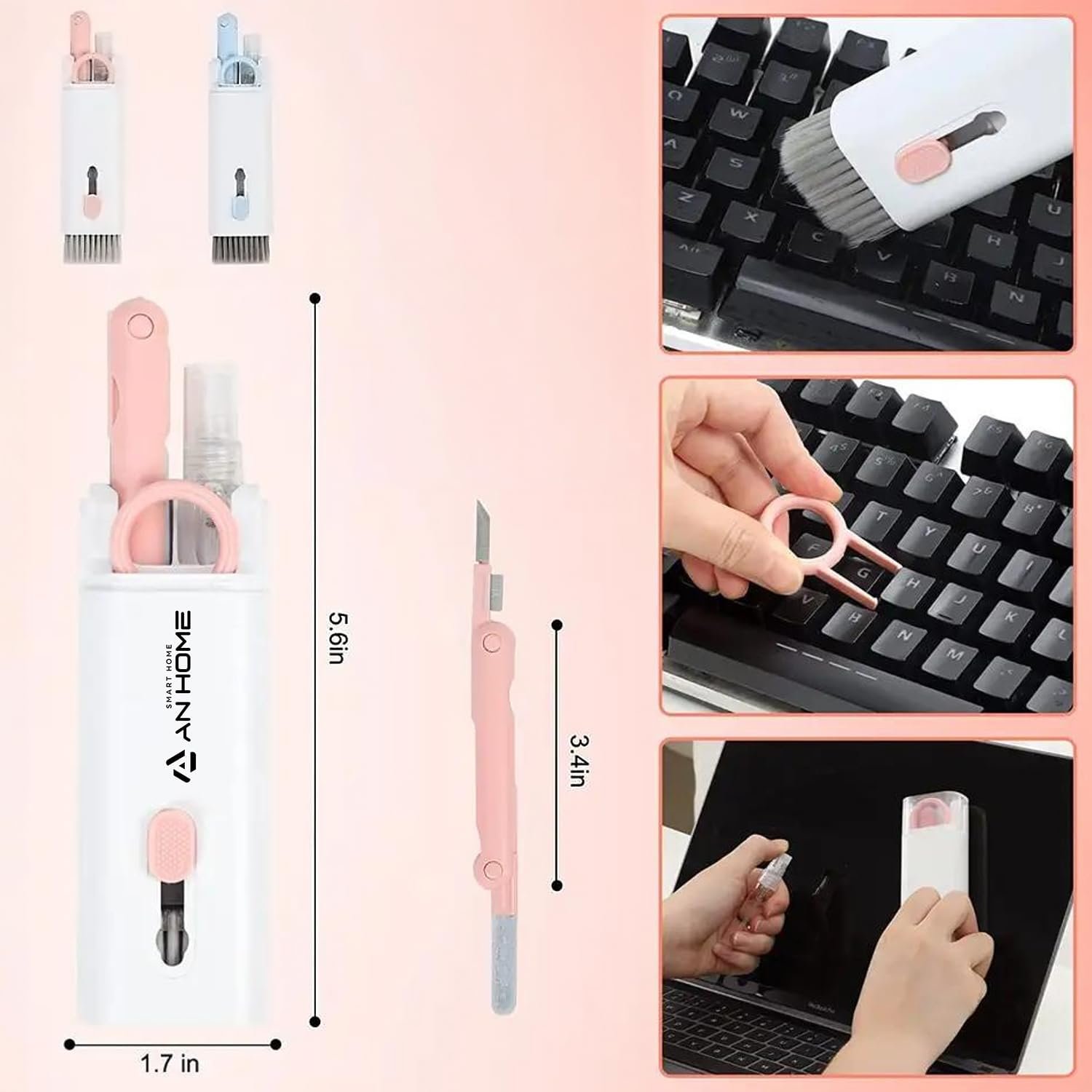 Keyboard Computer Cleaning Kit Brush with Keycaps for Keyboard Cleaner Laptop PC, 5 in 1 Cleaners Multi-Function Electronics Clean Tool Multibrush Techbrush Soft Brush for Apple Airpod AirPods Earbud