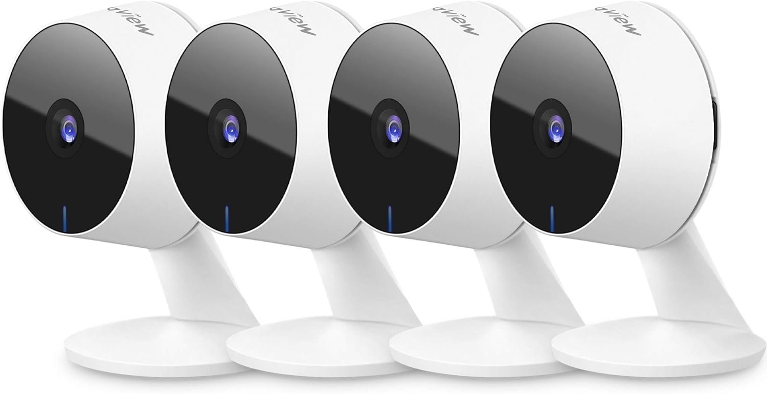 LaView Security Cameras 4pcs, Home Security Camera Indoor 1080P, Wi-Fi Cameras Wired for Pet, Motion Detection, Two-Way Audio, Night Vision, Phone App, Works with Alexa, iOS  Android  Web Access