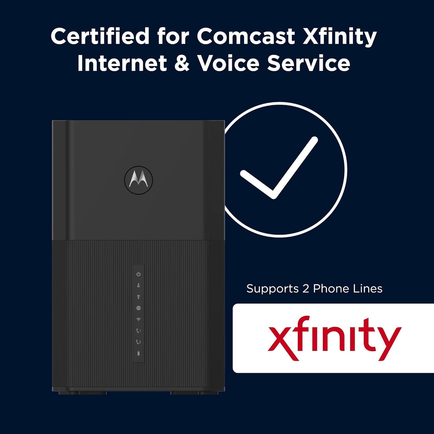 Motorola MT7711 24X8 Cable Modem/Router with Two Phone Ports, DOCSIS 3.0 Modem, and AC1900 Dual Band WiFi Gigabit Router, for Comcast XFINITY Internet and Voice