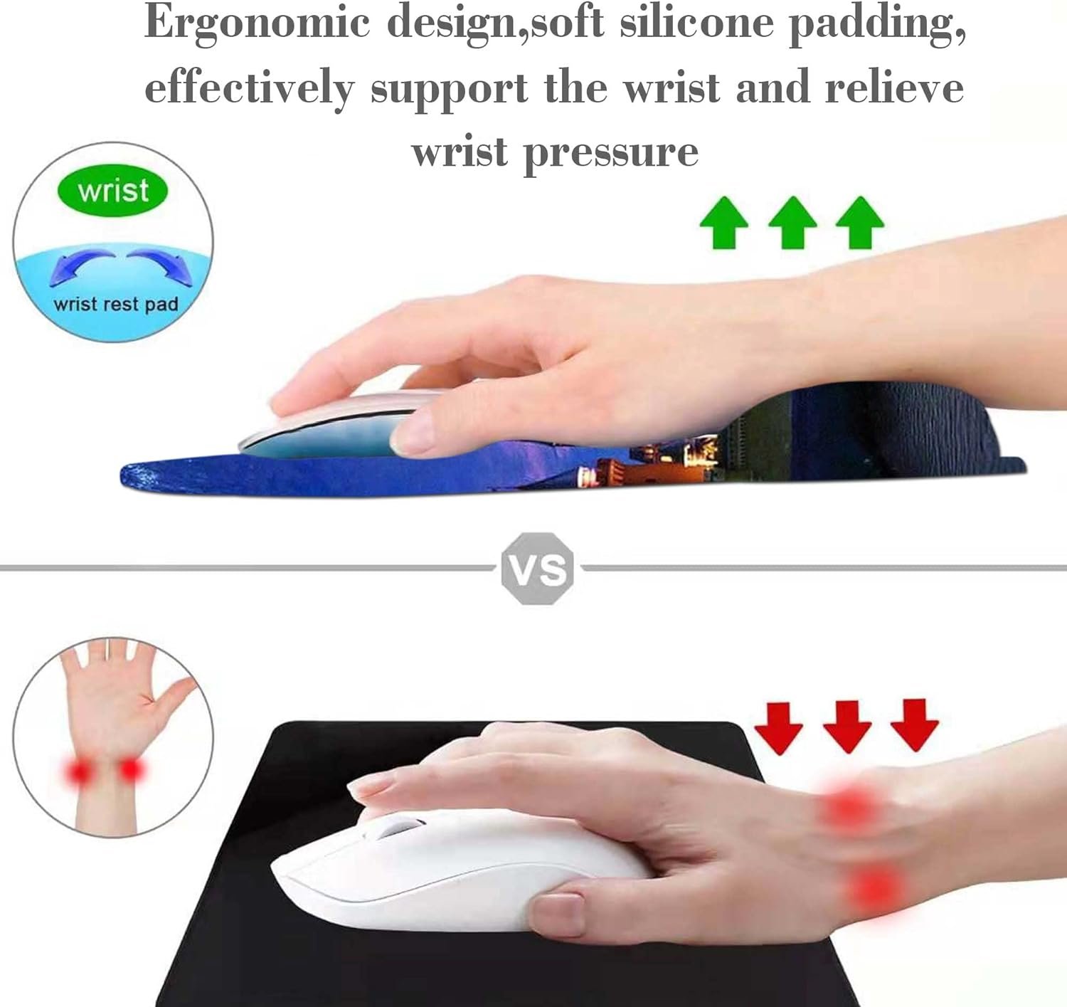 Mouse Pad Wrist Support,Ergonomic Mouse pad, Gaming Mouse Pad,Mouse Pad with Wrist Rest,Mousepad for Laptop,Office Decor Desk Accessories Mousepad with Non-Slip Rubber Base, Anime Mouse Pad