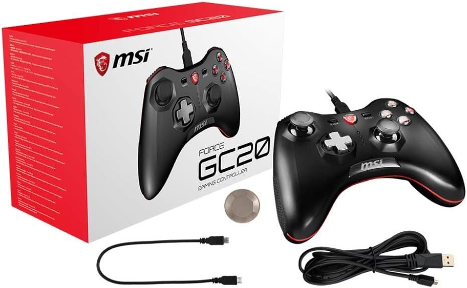 MSI Force GC30V2 Wireless Gaming Controller, Dual Vibration Motors, Dual Connection Modes, Interchangable D-Pads, Compatible with PC  Android, Black