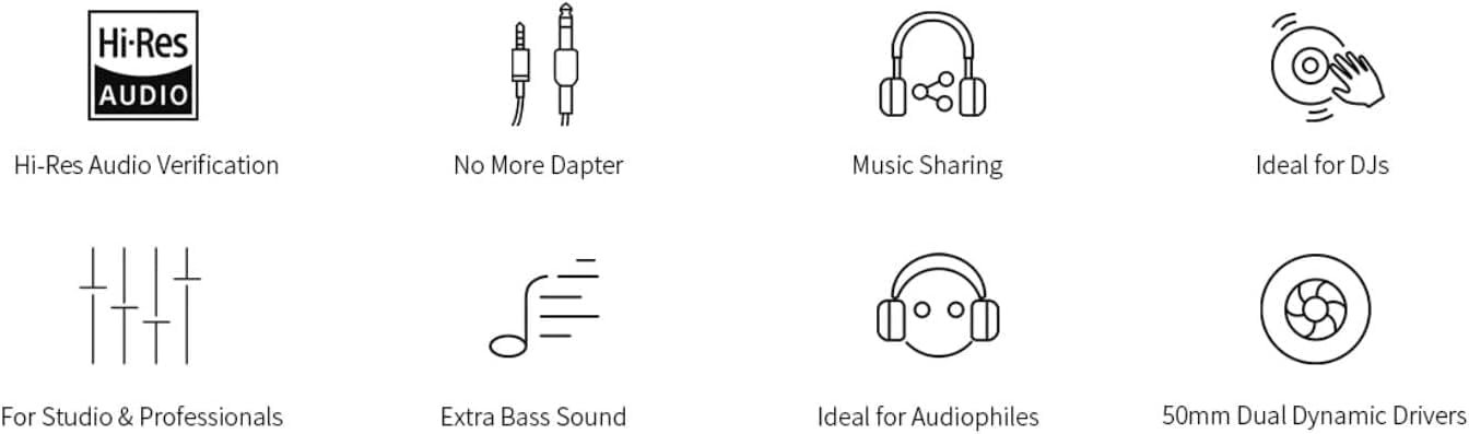 OneOdio Wired Over Ear Headphones Studio Monitor  Mixing DJ Stereo Headsets with 50mm Neodymium Drivers and 1/4 to 3.5mm Jack for AMP Computer Recording Podcast Keyboard Guitar Laptop - Black