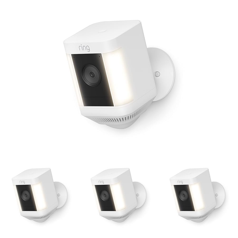 Ring Spotlight Cam Plus, Plug-in | Two-Way Talk, Color Night Vision, and Security Siren (2022 release) - White