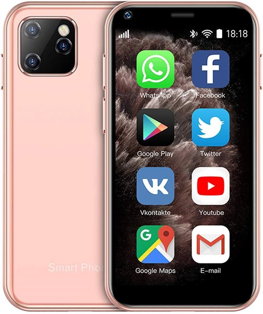 SOYES XS11 3G Mini Smartphone 2.5Inch WiFi GPS China Mobile 1GB RAM 8GB ROM Quad Core Android Cell Phones 3D Glass Slim Body HD Camera Dual Sim Google Play Cute Smartphone (Pink)