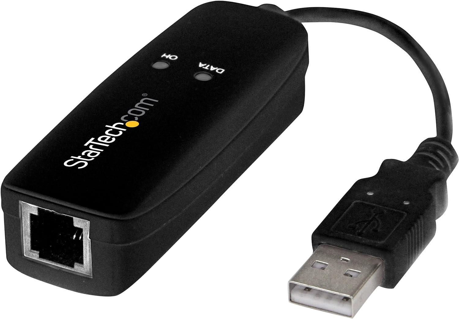 StarTech.com USB 2.0 Fax Modem - 56K External Hardware Dial Up V.92 Modem/ Dongle/Adapter - Computer/Laptop Fax Modem - USB to Telephone Jack - USB Data Modem - Network Fax/CMR/POS (USB56KEMH2),Black