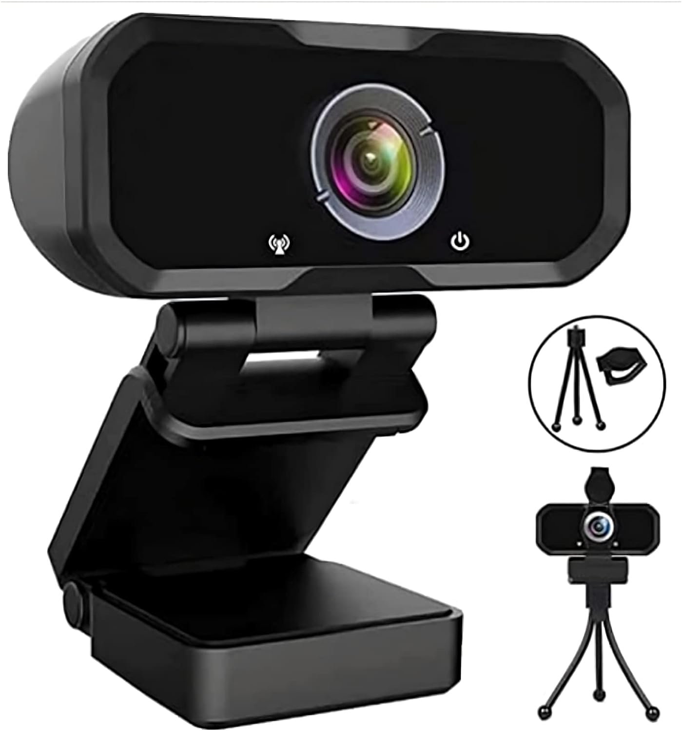 Webcam 1080p HD Computer Camera - Microphone Laptop USB PC Webcam with Privacy Shutter and Tripod Stand, 110 Degree Live Streaming Widescreen Recording Pro Video Web Camera for Calling, Conferencing