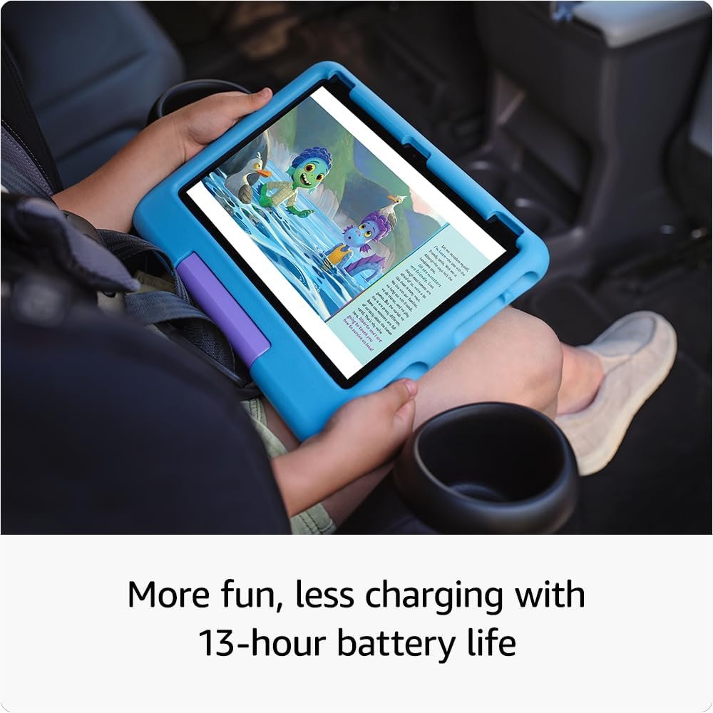 All-new Amazon Fire 10 Kids, ages 3-7 (2023). A big 10.1 HD screen | Encourage kid curiosity with a tablet designed for growing young minds. 32 GB, Blue