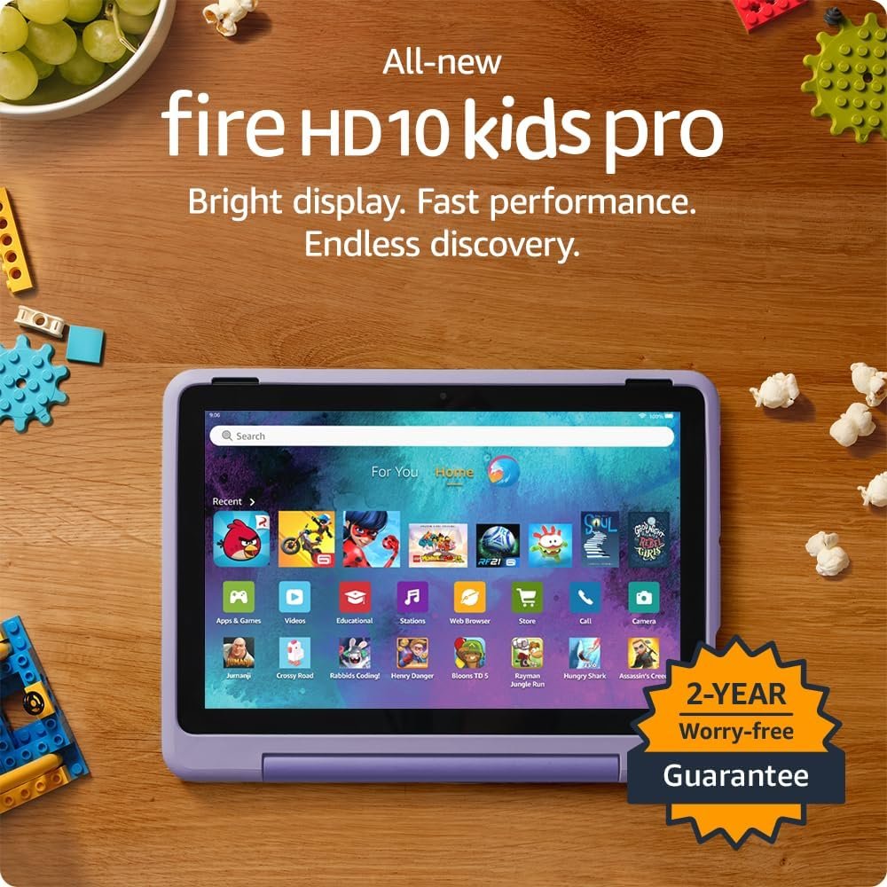 All-new Amazon Fire HD 10 Kids Pro tablet- 2023, ages 6-12 | Bright 10.1 HD screen | Slim case for older kids, ad-free content, parental controls, 13-hr battery, 32 GB, Nebula