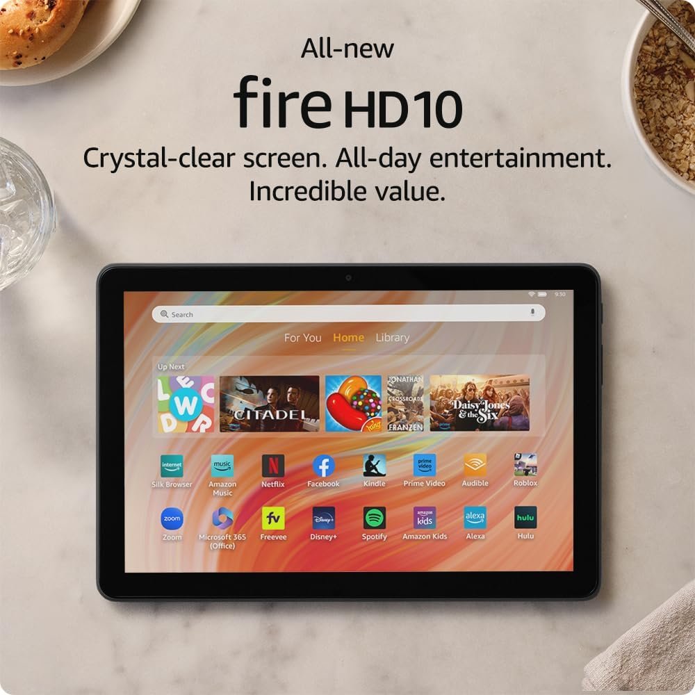 All-new Amazon Fire HD 10 tablet, built for relaxation, 10.1 vibrant Full HD screen, octa-core processor, 3 GB RAM, latest model (2023 release), 32 GB, Black