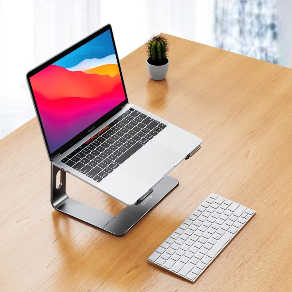 BESIGN LS03 Aluminum Laptop Stand, Ergonomic Detachable Computer Stand, Riser Holder Notebook Stand Compatible with Air, Pro, Dell, HP, Lenovo More 10-15.6 Laptops, Silver