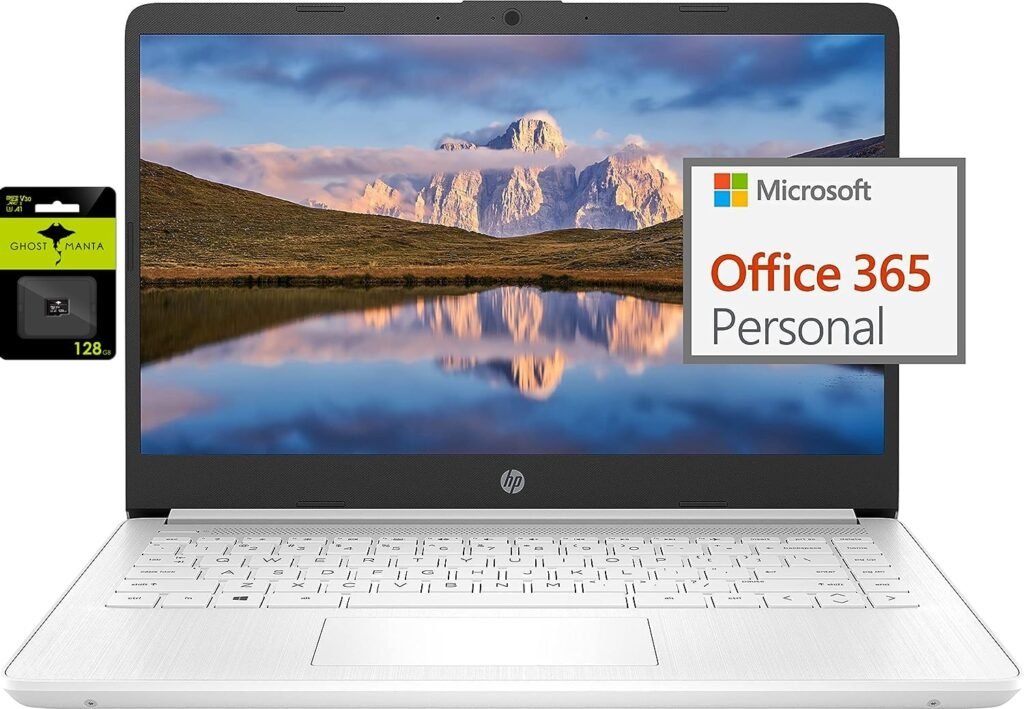 HP Newest 14 Ultral Light Laptop for Students and Business, Intel Quad-Core N4120, 8GB RAM, 192GB Storage(64GB eMMC+128GB Micro SD), 1 Year Office 365, Webcam, HDMI, WiFi, USB-AC, Win 11 S