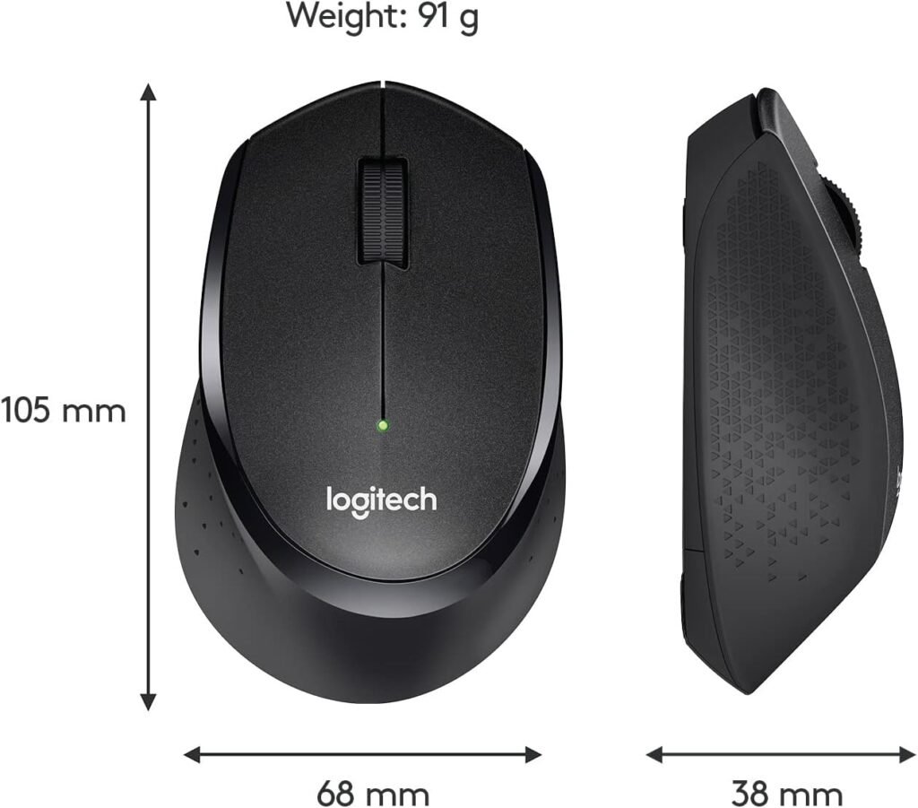 Logitech M330 SILENT PLUS Wireless Mouse, 2.4GHz with USB Nano Receiver, 1000 DPI Optical Tracking, 2-year Battery Life, Compatible with PC, Mac, Laptop, Chromebook - Black