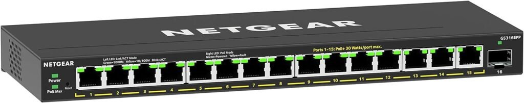 NETGEAR 8 Port PoE Gigabit Ethernet Plus Switch (GS308EP) - with 8 x PoE+ @ 62W, Desktop or Wall Mount