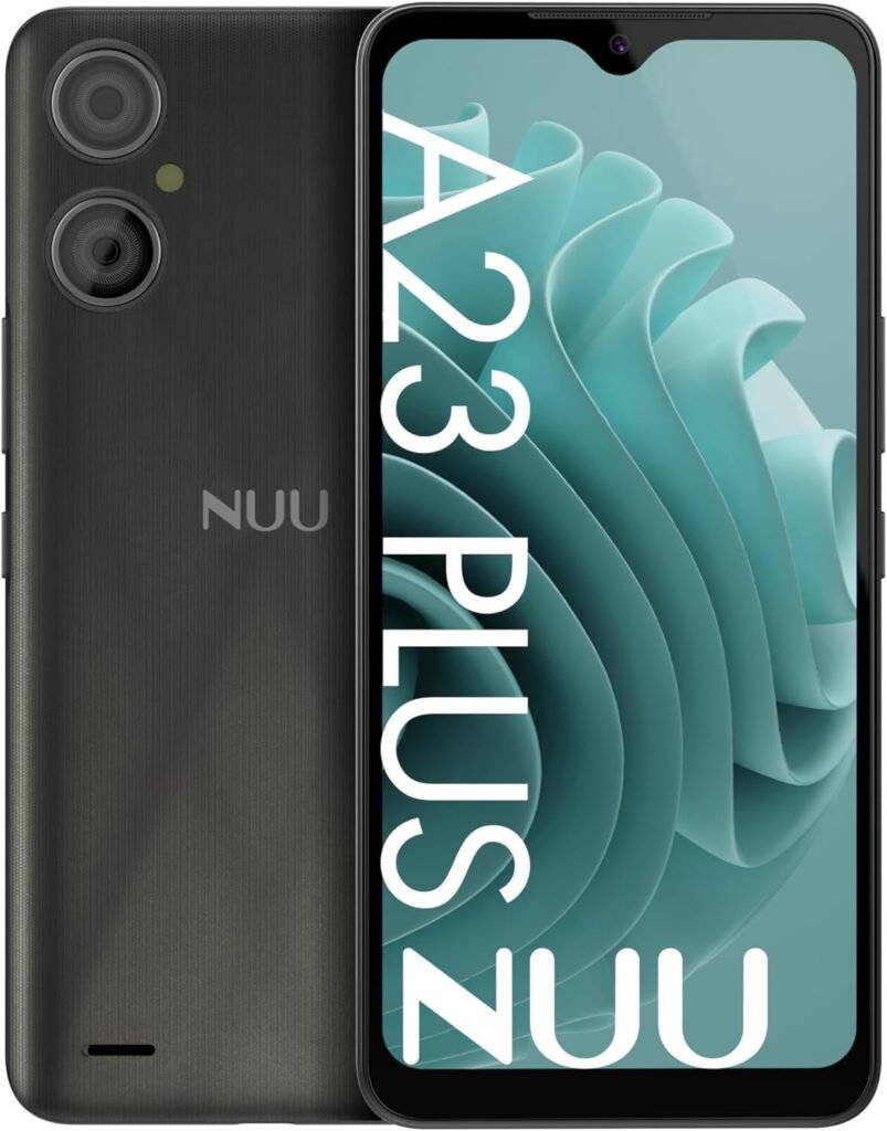 NUU A23Plus Unlocked Cell Phone for ATT, T-Mobile, Cricket, Mint Mobile, Metro, 4G 6.3 64GB/3GB Worldwide and More, Dual SIM, Black, US Warranty  Hotline 2023- International Unlock