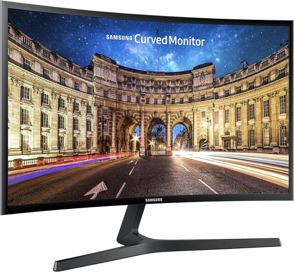 SAMSUNG 27 CF39 Series FHD 1080p Curved Computer Monitor, Ultra Slim Design, AMD FreeSync, 4ms response, HDMI, DisplayPort, VESA Compatible, Wide Viewing Angle, LC27F398FWNXZA, Black