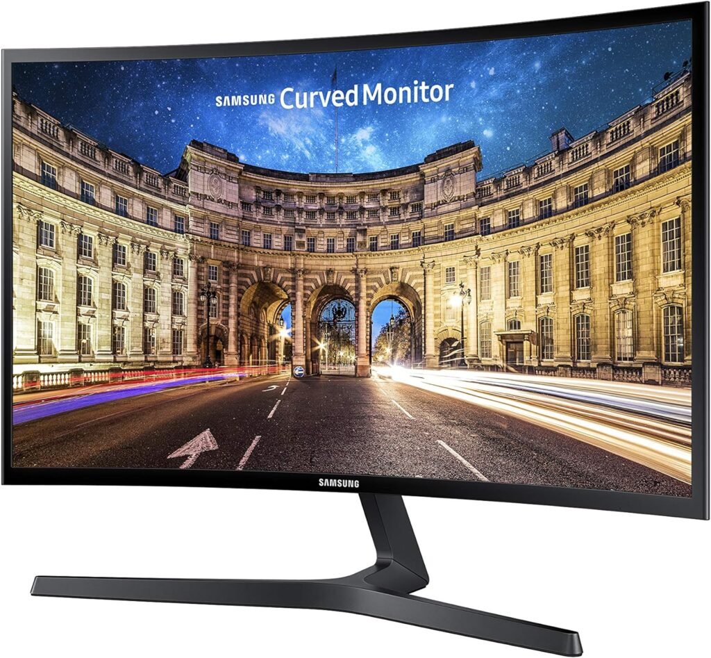 SAMSUNG 27 CF39 Series FHD 1080p Curved Computer Monitor, Ultra Slim Design, AMD FreeSync, 4ms response, HDMI, DisplayPort, VESA Compatible, Wide Viewing Angle, LC27F398FWNXZA, Black